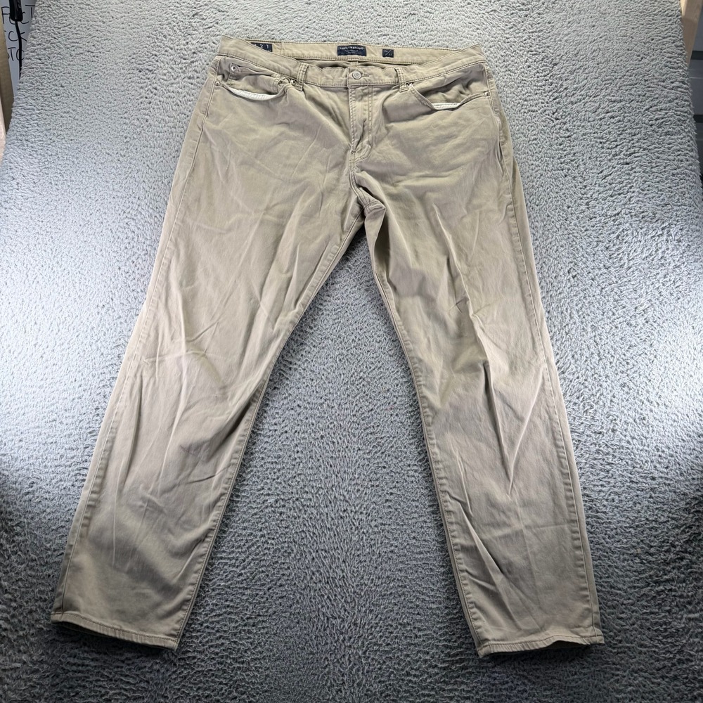 Lucky Brand 121 Pant Mens 38x32 Brown‎ Cotton Chino Straight Stretch Slim Preppy